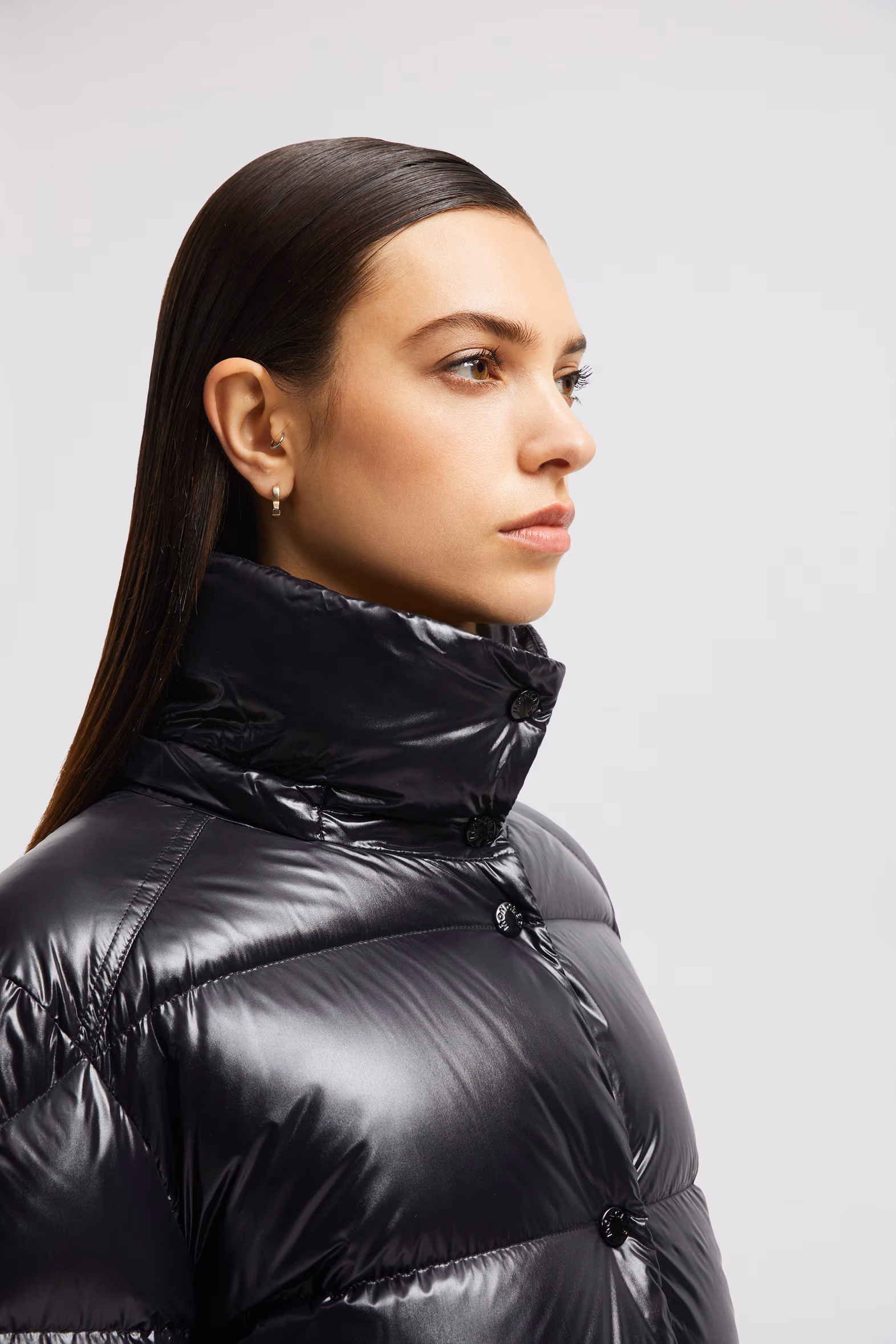 Cavettaz Hooded Long Down Jacket Women Black Moncler 7